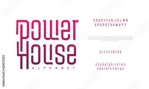 Powerhouse creative modern urban alphabet font. Digital abstract moslem, futuristic, fashion, sport, minimal technology typography. Simple numeric vector illustration