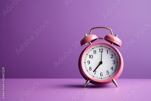 Alarm clock isolated on purple background, old alarm clock, Generative AI 