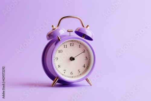 Alarm clock isolated on purple background, old alarm clock, Generative AI 