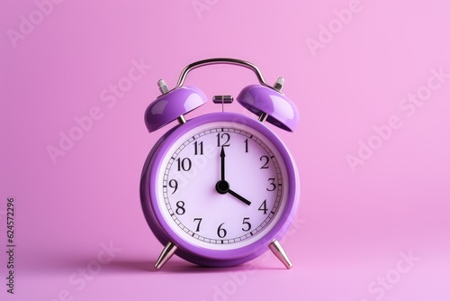 Alarm clock isolated on purple background, old alarm clock, Generative AI 