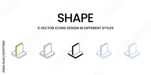 Shape Icon Design in Five style with Editable Stroke. Line, Solid, Flat Line, Duo Tone Color, and Color Gradient Line. Suitable for Web Page, Mobile App, UI, UX and GUI design.