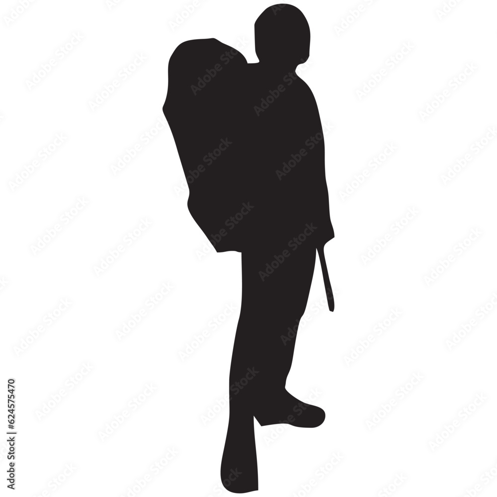 silhouette of a person with a bag