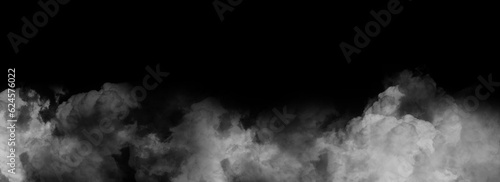 Isolated black background. Colorful smoke on floor. Misty fog effect texture overlays for text or space