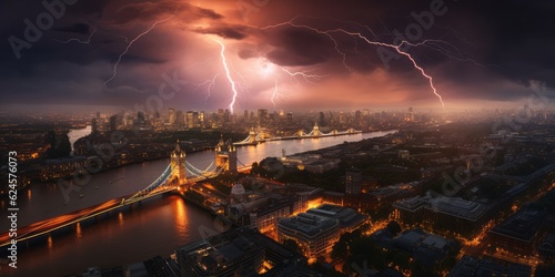 Massive Vortex with Lightning Engulfs London in Nikon D850 Style, Photorealistic Landscapes Conveying a Cold and Detached Atmosphere