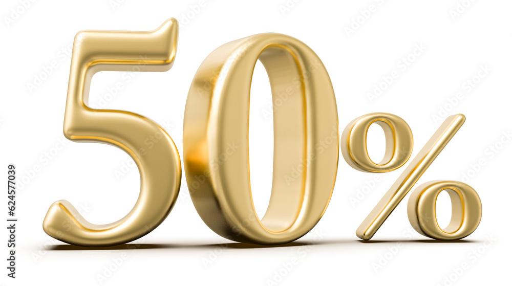 50 Percent 3D Number Gold 50 Percent 3D Number Gold