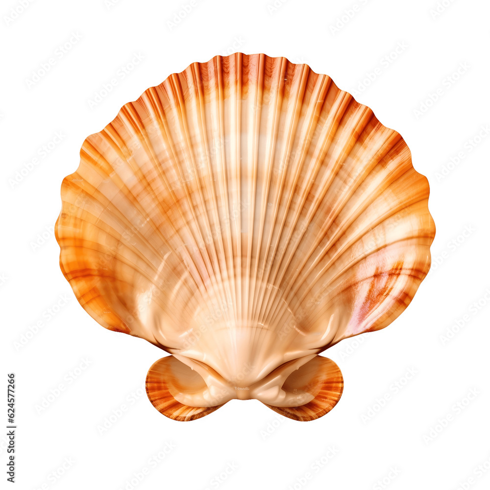 Sea scallop shell isolated on transparent background Sea scallop shell isolated on transparent background