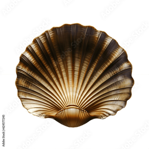 Top view of scallop shell isolated on white