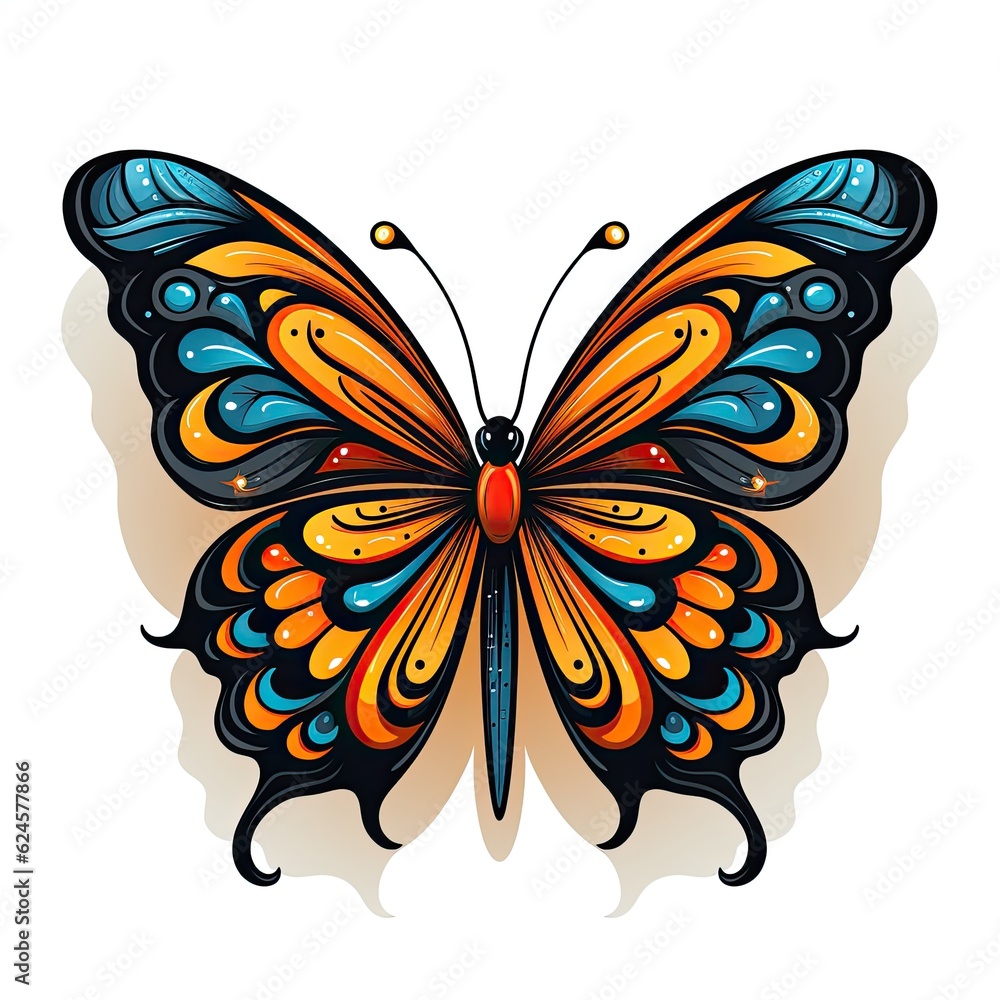 Beautiful colorful butterfly isolated on a white background