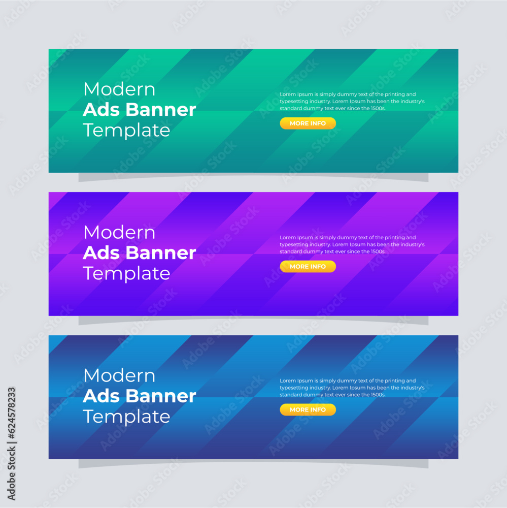 Fototapeta premium Banner template design. Entire colors gradient banner for the website. Modern ads banner.