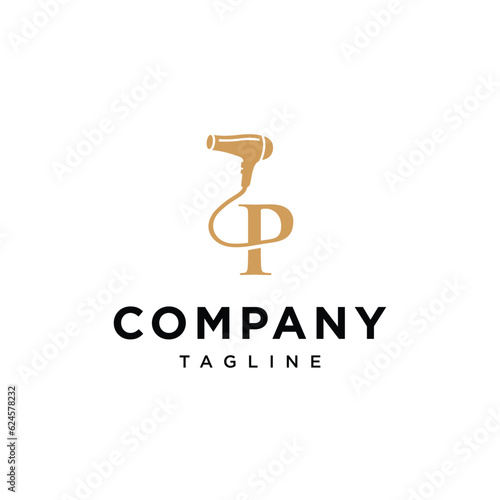  Letter P Hair Dryer Salon beauty logo vector icon template.eps