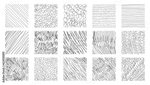 set of hatching element free hand sketch