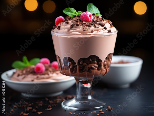 Divine Delights: Savoring the Exquisite Bliss of a Marvelous Chocolate Sundae. Generative AI photo