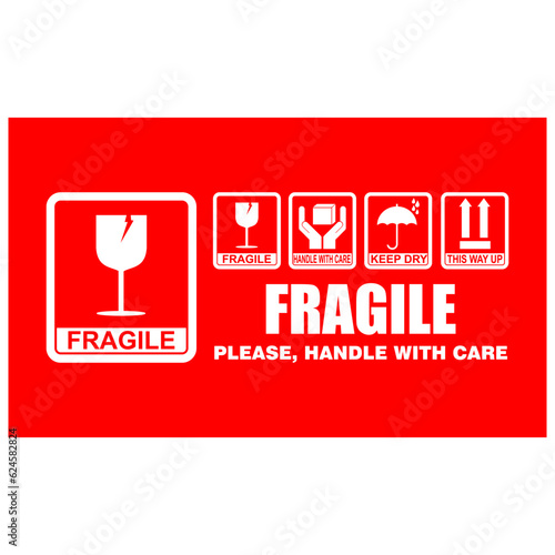 Fragile, handle with care, sticker vector