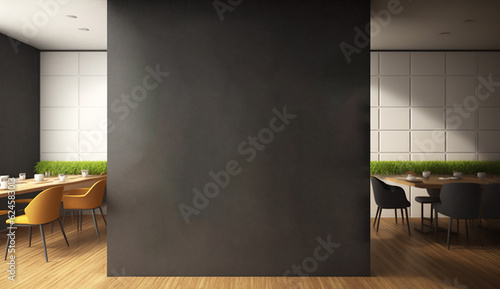 Fototapeta Naklejka Na Ścianę i Meble -  Office restaurant or pantry wall 3d logo mockup. Generative AI.