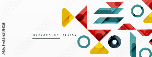 Free Download Colorful triangles and circles abstract background. Design for wallpaper, banner, background, landing page, wall art, invitation, prints, posters - GFXLoad