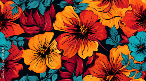 pattern flower elements with pop art style