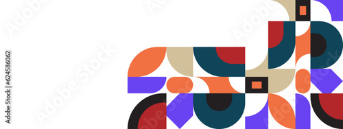 Geometric pattern background, vector multicolor geometry abstract print design with rectangles, squares and circles