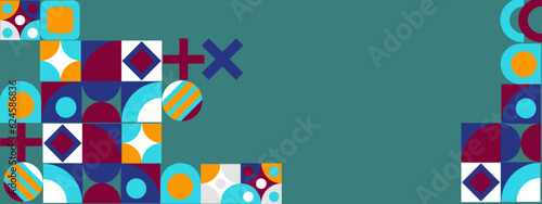 Abstract circle geometric background design. Mosaic ornament with circle pattern. Beautiful and unique colorful geometric wallpaper on square artboard