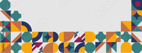 Abstract circle geometric background design. Mosaic ornament with circle pattern. Beautiful and unique colorful geometric wallpaper on square artboard