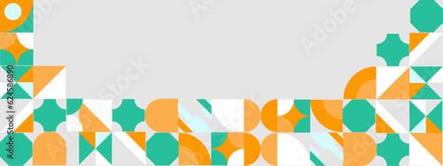Abstract circle geometric background design. Mosaic ornament with circle pattern. Beautiful and unique colorful geometric wallpaper on square artboard