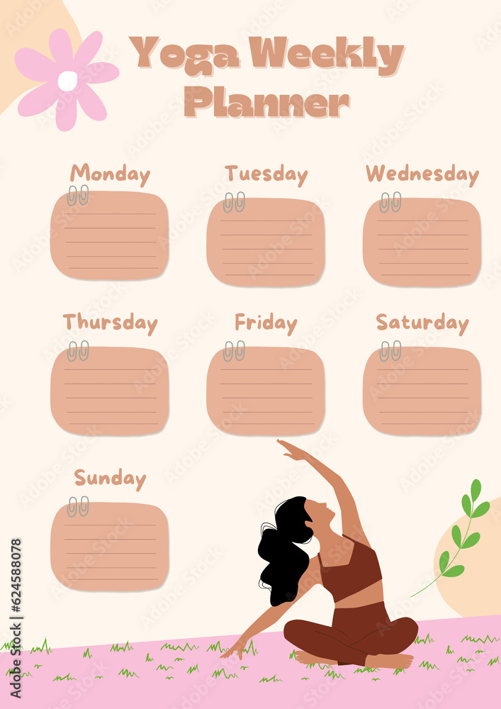 Pink Soft Pastel Yoga Weekly Planner