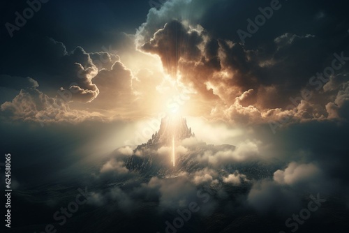 Fotografie, Tablou Divine light over clouds signify the final judgment day