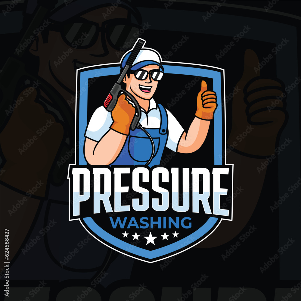 pressure washing mascot logo design
