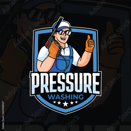 pressure washing mascot logo design