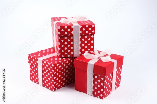 Christmas gift boxes on whi...