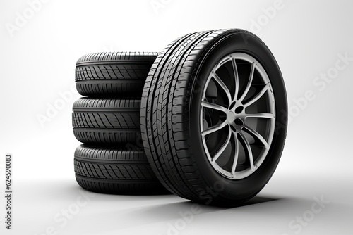 Car tires on a white background © twilight mist