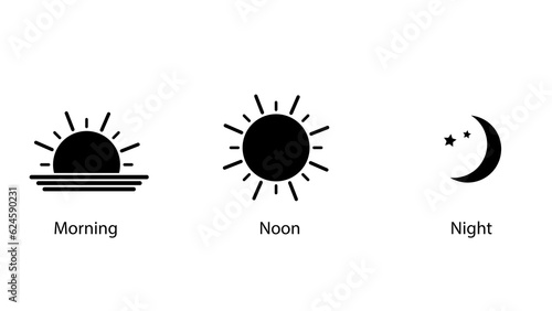 Sun day. Sunset, sun, moon icon concept
