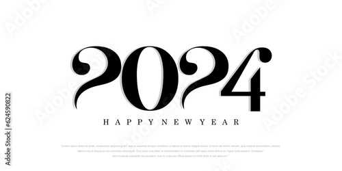 2024 Happy New Year logo text design. 2024 number design template. Vector illustration.
