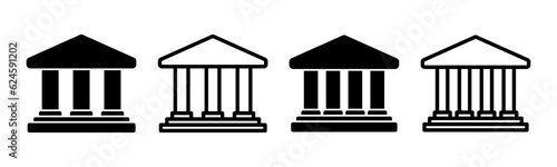 Bank icon set illustration. Bank sign and symbol, museum, university