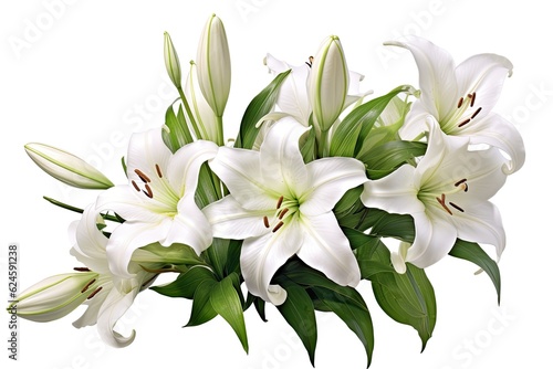 Easter Lily flowers on white background