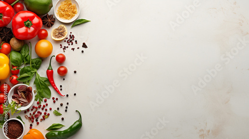 Vegetables on the table. Top view with copy space. Flat lay