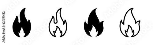 Fire icon set illustration. fire sign and symbol