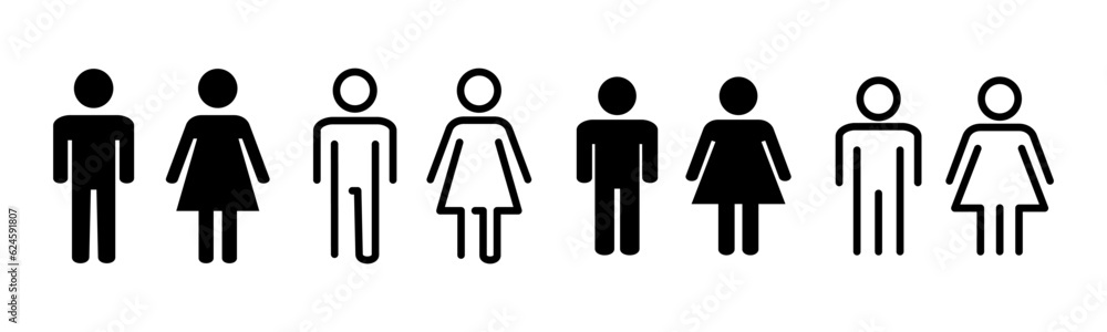 Fototapeta premium Man and woman icon set illustration. male and female sign and symbol. Girls and boys