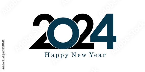 2024 Happy New Year logo text design. 2024 number design template. Vector illustration.