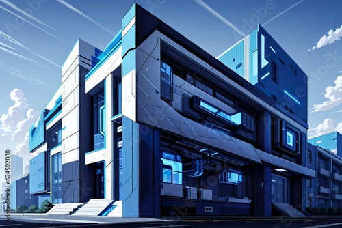 architecutral visualisation of a futuristic building  photo