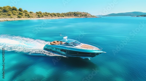 Fotografia Aerial view of a luxury motor boat
