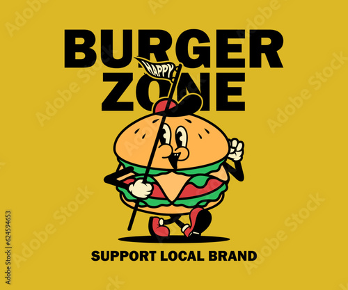cartoon character of burger Graphic Design for T shirt Street Wear and Urban Style