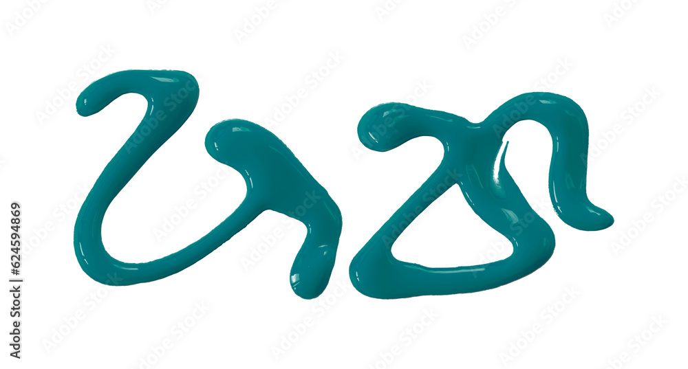 Fototapeta premium green watercolor drop zigzag isolated on transparent background
