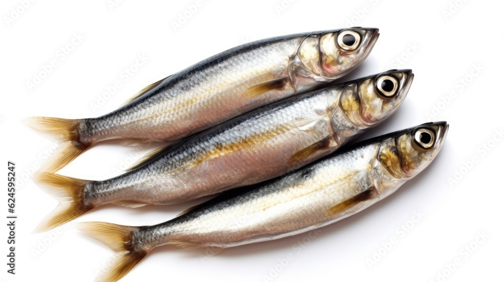 Sardines fish isolated on white background. Sardine fish. Generative Ai