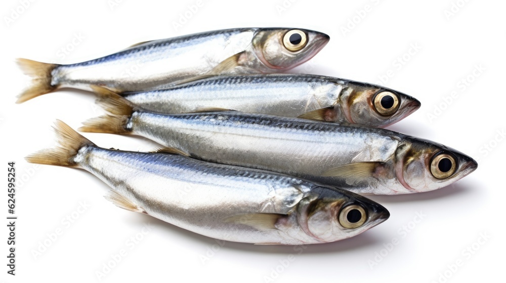Sardines fish isolated on white background. Sardine fish. Generative Ai Sardines fish isolated on white background. Sardine fish. Generative Ai