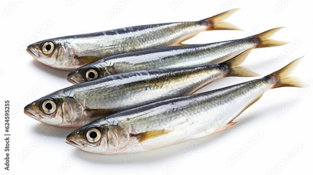 Sardines fish isolated on white background. Sardine fish. Generative Ai Sardines fish isolated on white background. Sardine fish. Generative Ai