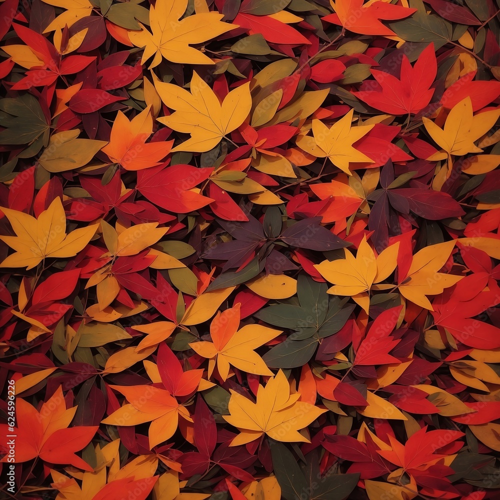 Maple autumn seamless pattern leaves