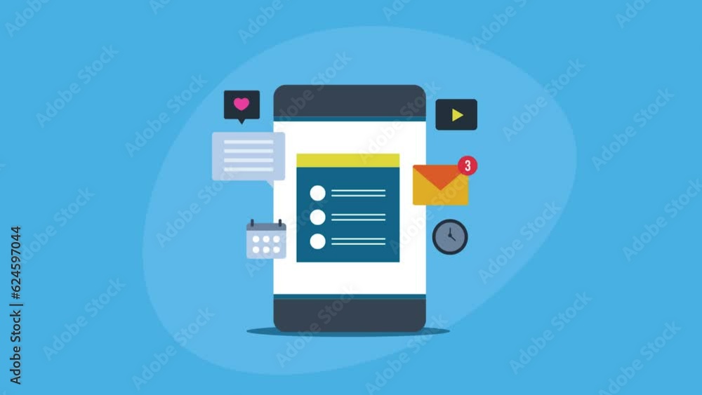 Smartphone screen with multiple business application, task management, email, calendar schedule and communication app. Video animation clip. Smartphone screen with multiple business application, task management, email, calendar schedule and communication app. Video animation clip.