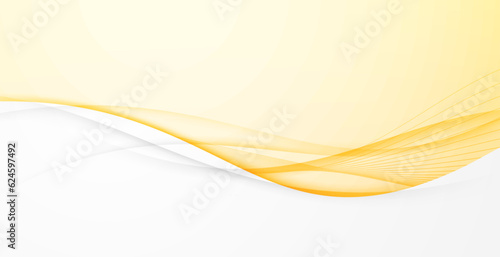 Yellow abstract background with soft smooth elegnat lines and grey border. Vector illustration