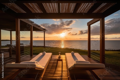 wellness retreat with view of the ocean or lake for ultimate relaxation  created with generative ai