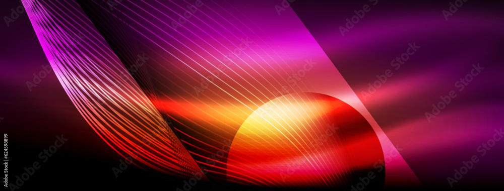 Glowing neon wave abstract background - vibrant, luminescent waves pulsate in a captivating and electrifying display Glowing neon wave abstract background - vibrant, luminescent waves pulsate in a captivating and electrifying display